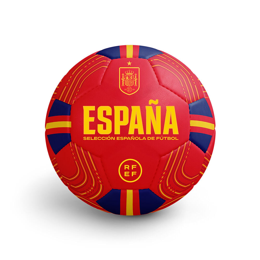 Balón grande de fútbol rojo de la Selección Española con diseño España y RFEF
