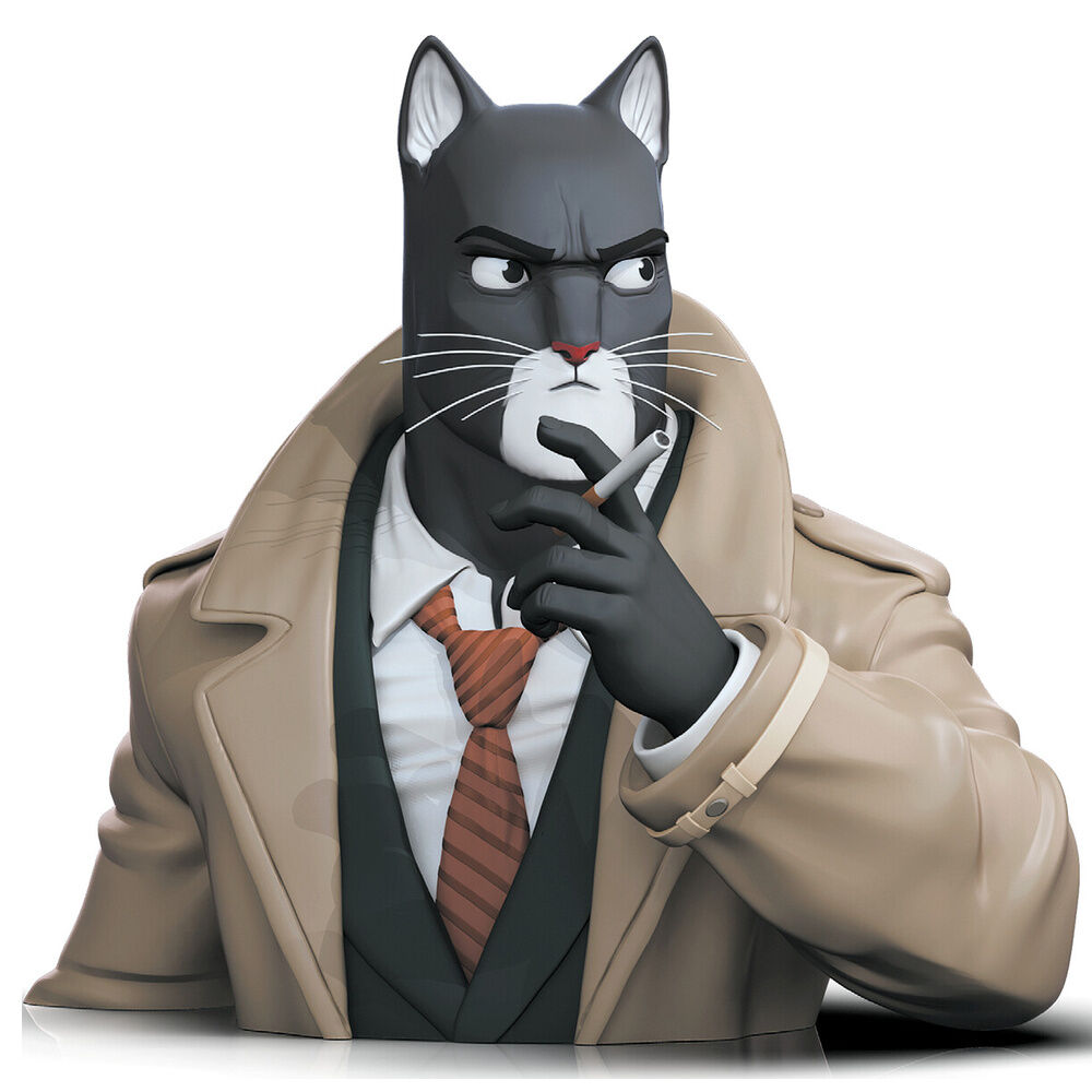 Hucha de Blacksad en formato busto con abrigo y pipa