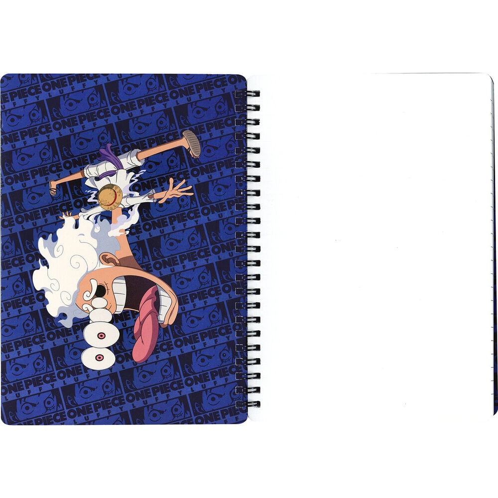 Cuaderno 3D de One Piece con Luffy Gear 5 sobre una luna - 4