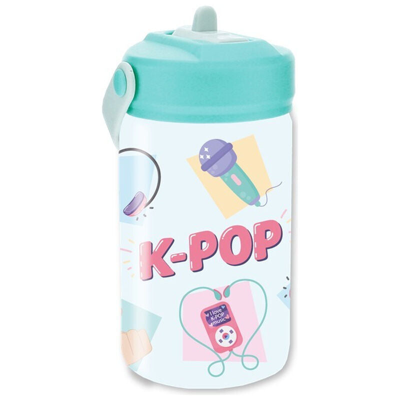 Botella mint LOVELY STORY de 350 ml con diseño K-Pop y pajita