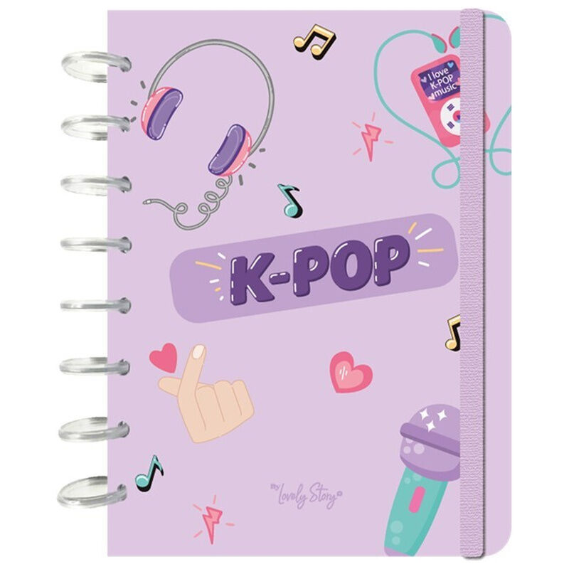 Cuaderno A5 lila Lovely Story con diseño K-Pop