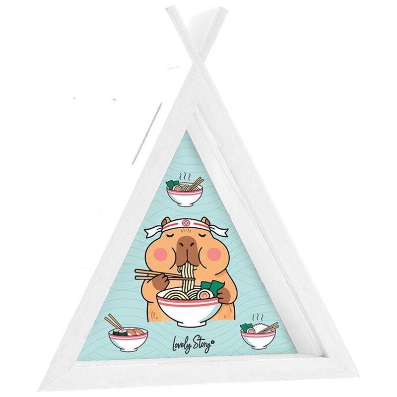 Hucha triangular LOVELY STORY con capibara comiendo ramen