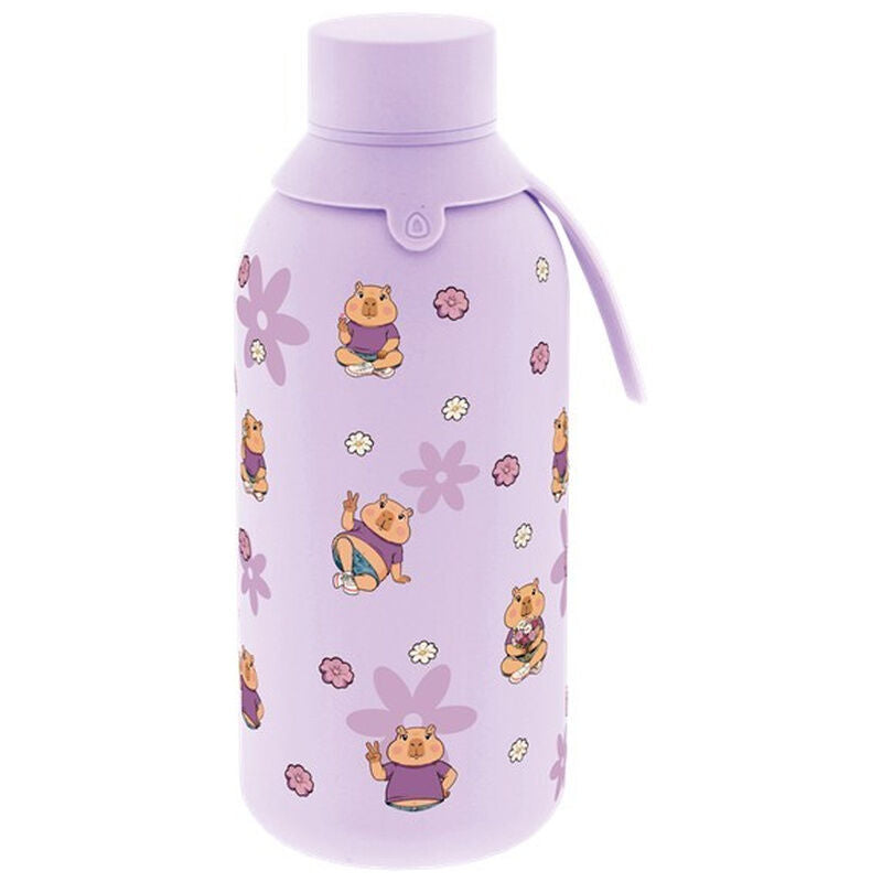 Botella térmica lila Lovely Story de 500 ml con estampado de capibaras