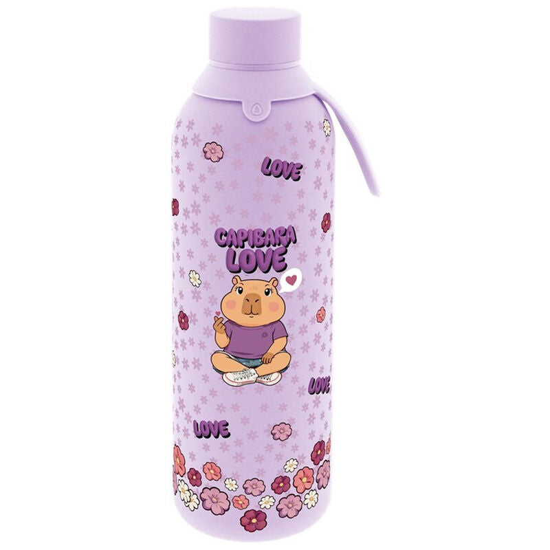 Botella térmica lila Love Capibara de 750 ml