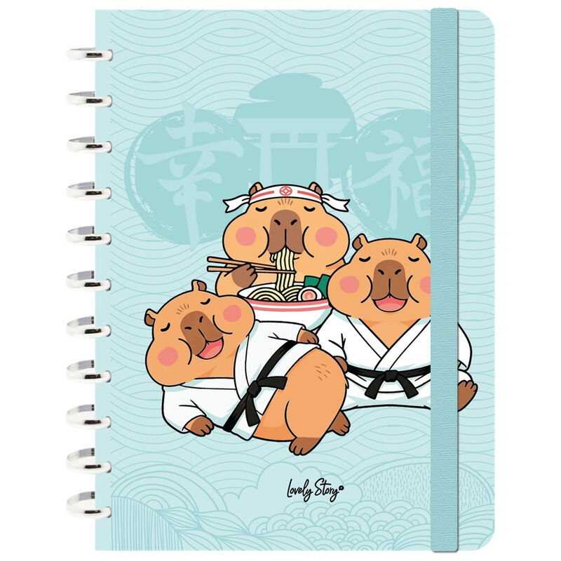 Cuaderno A4 Japan Capibara Lovely Story con tres capibaras