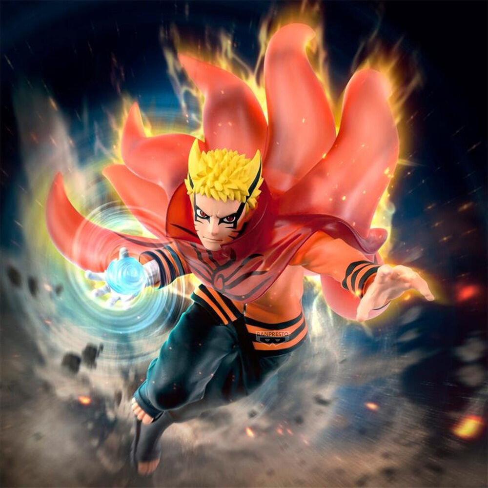Figura de Naruto Uzumaki Banpresto en pose de acción con capa roja y efecto azul - 5