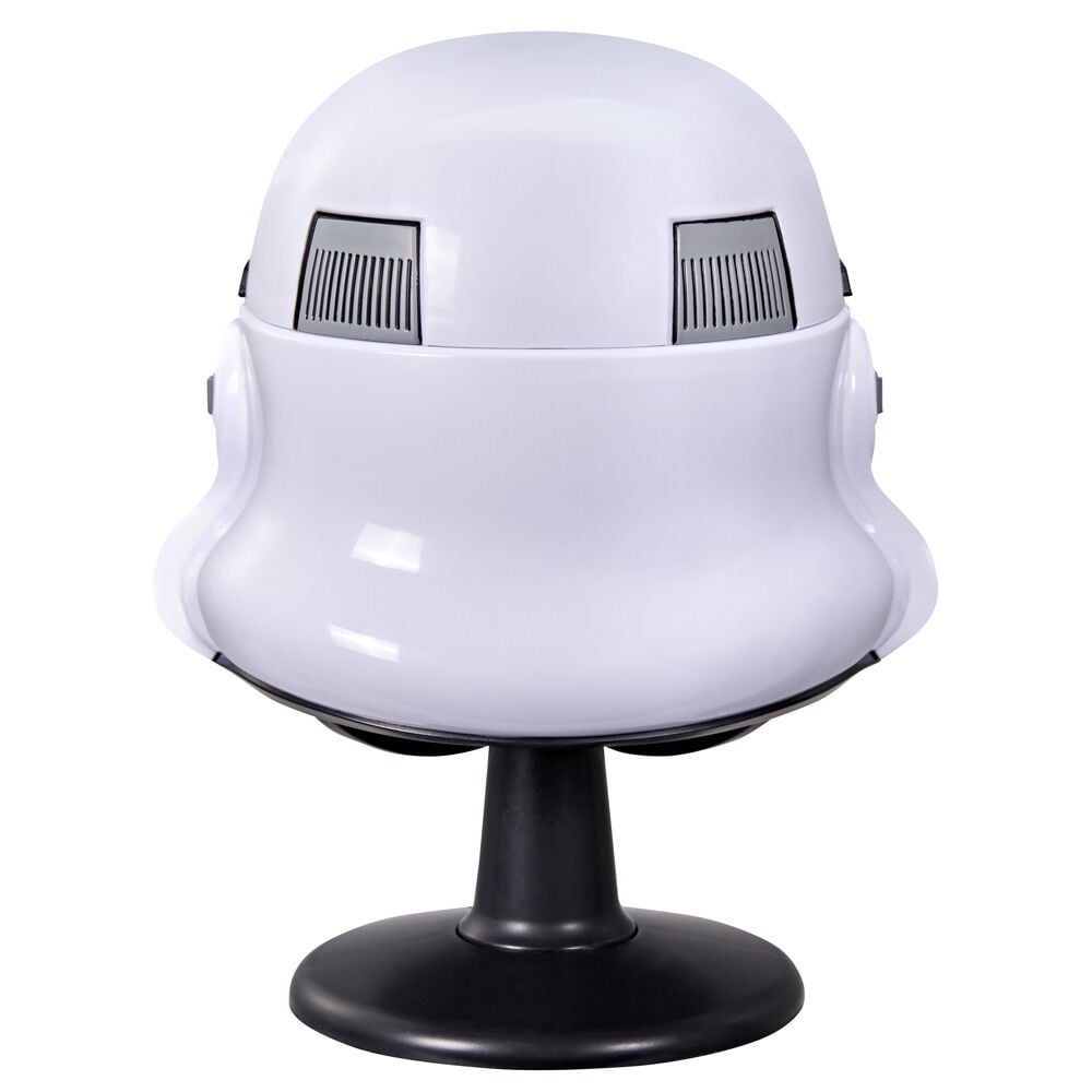 Mini casco blanco y negro de un Stormtrooper de Star Wars sobre base negra - 5