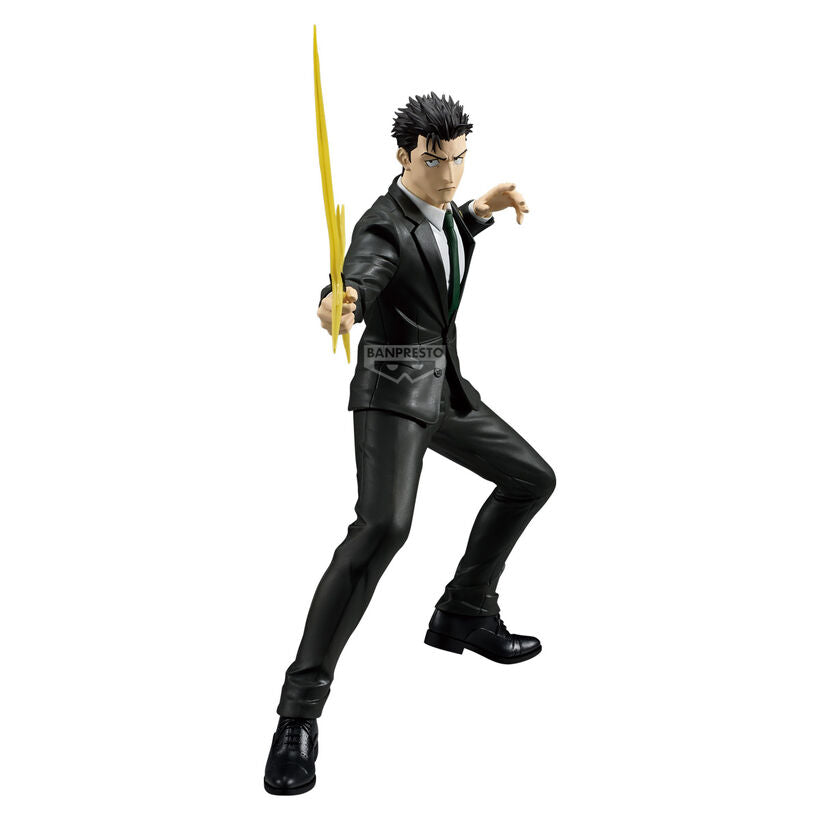 Figura Character B Maximatic de Jujutsu Kaisen con traje oscuro y efecto amarillo