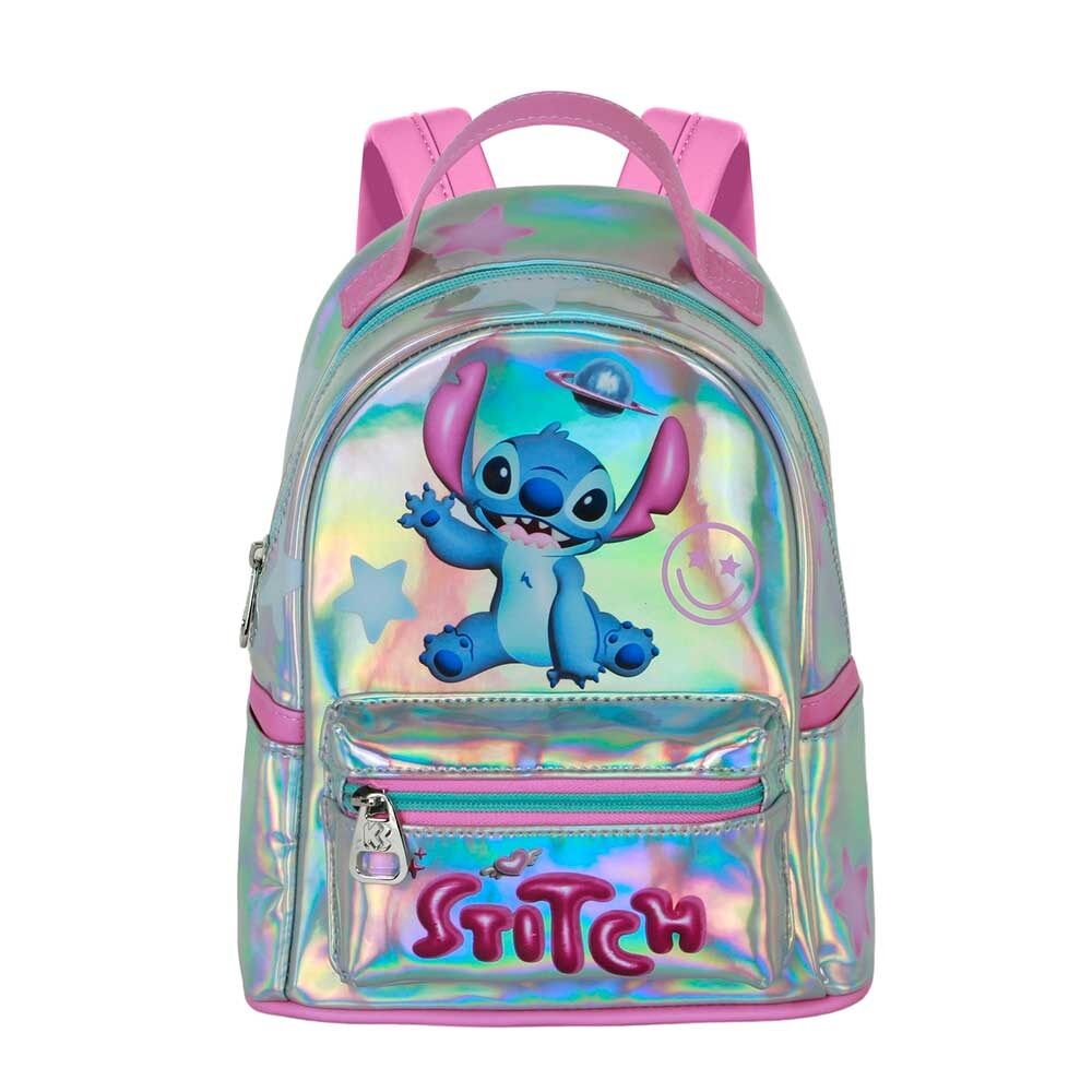 Mochila escolar iridiscente de Stitch Disney con detalles rosas - 4