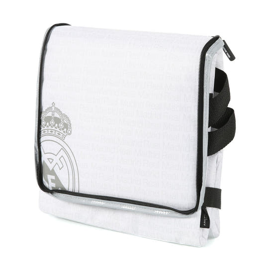 Bolsa porta alimentos plegable blanca del Real Madrid con asa bandolera - 2