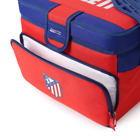 Bolsa térmica roja y azul del Atlético de Madrid con correa y bolsillo frontal - 3