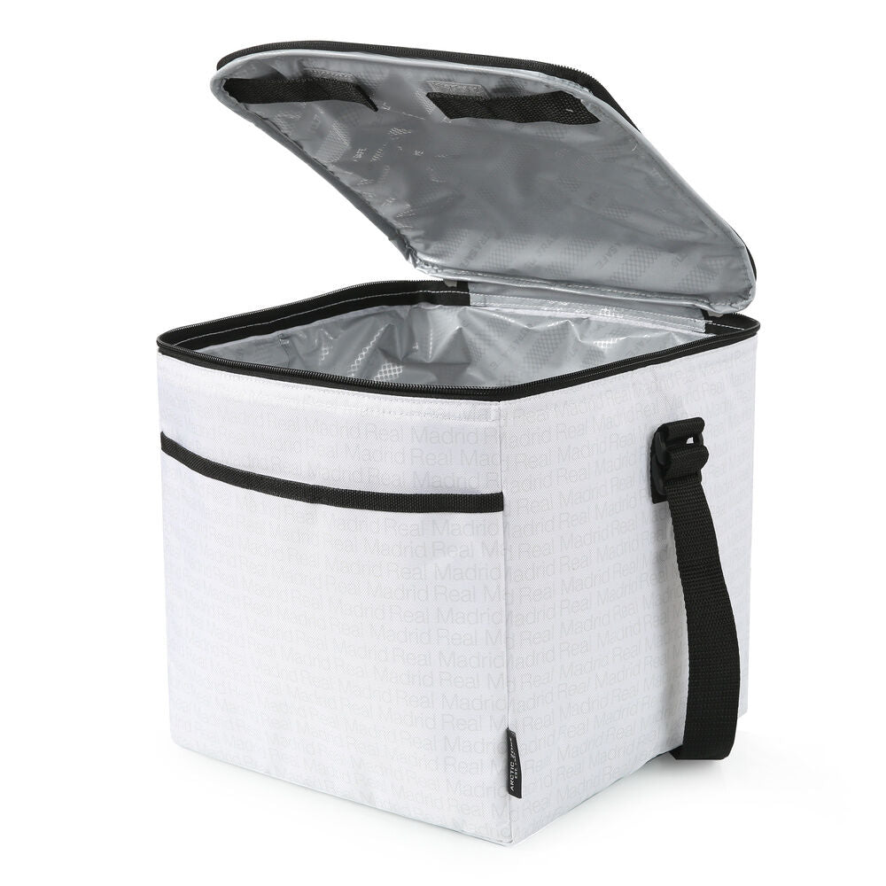 Bolsa porta alimentos plegable blanca del Real Madrid con asa bandolera - 5