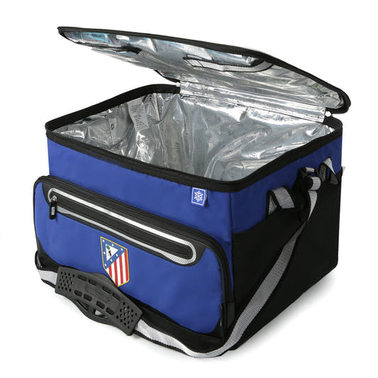 Bolsa porta alimentos plegable azul del Atlético de Madrid con tapa rígida y bolsillo frontal - 6