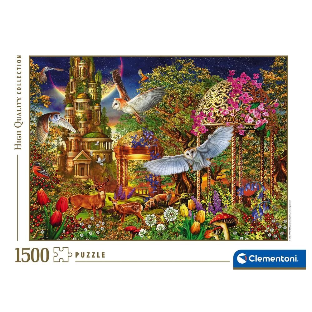 Puzzle Clementoni Woodland Fantasy Garden de 1500 piezas con castillo y jardín fantástico