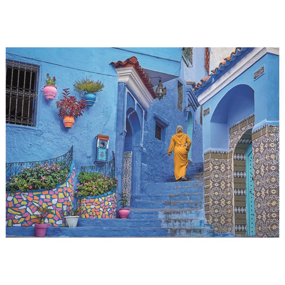 Puzzle Clementoni de 500 piezas con una calle azul de Chefchaouen - 3