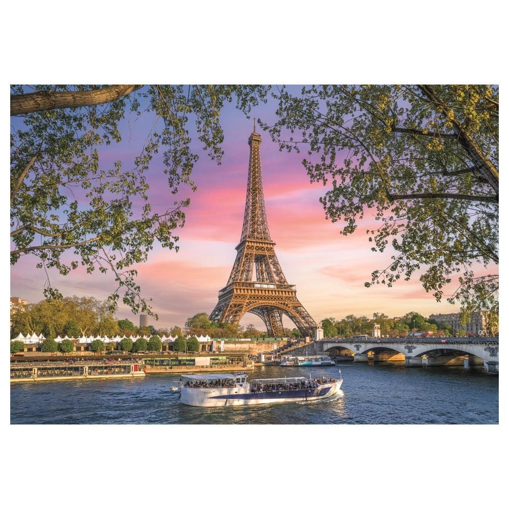 Puzzle Clementoni de 3000 piezas con la Torre Eiffel junto al Sena al atardecer - 3