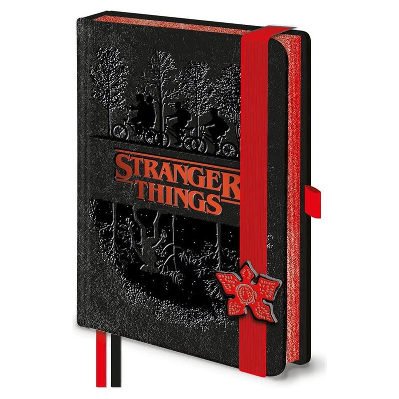 Cuaderno A5 Premium Stranger Things negro con detalles rojos