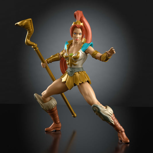 Figura articulada de Teela con armadura dorada y báculo - 4