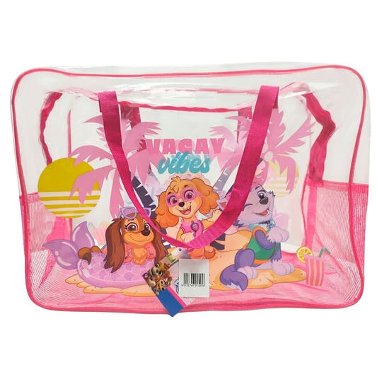 Bolsa de playa transparente Paw Patrol con asas rosas - 2