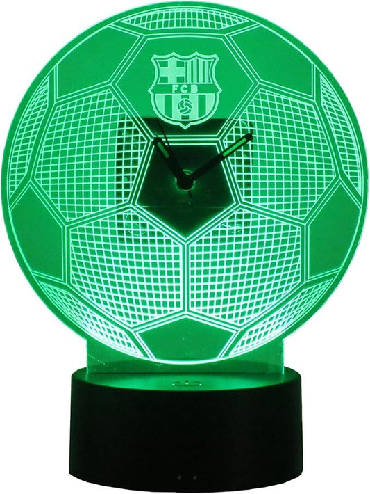 Reloj LED RGB del F.C. Barcelona con diseño de balón y base negra - 4