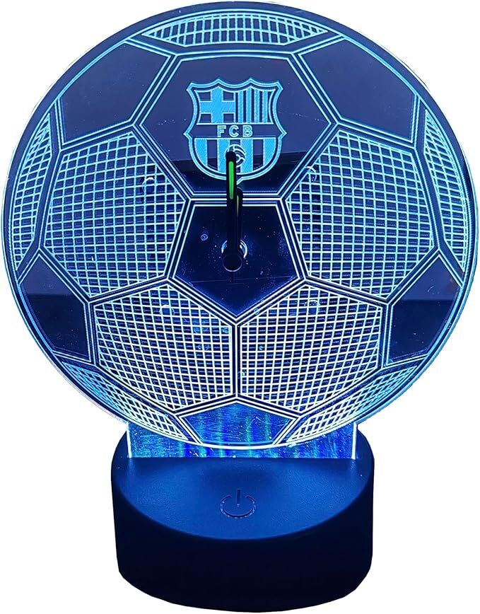 Reloj LED RGB del F.C. Barcelona con diseño de balón y base negra - 5