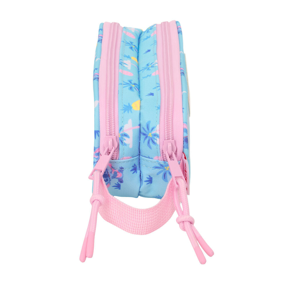 Portatodo doble turquesa y rosa de Stitch Disney con dos cremalleras - 3