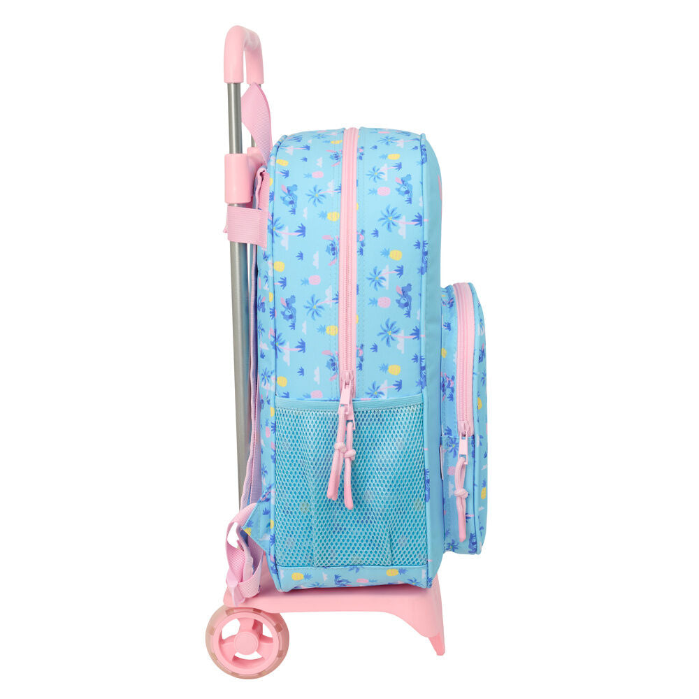 Trolley mochila Stitch Disney azul y rosa con carro extensible - 3