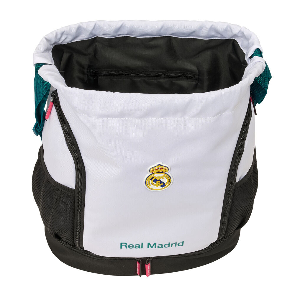 Saco mochila Real Madrid blanco y negro con escudo frontal - 4
