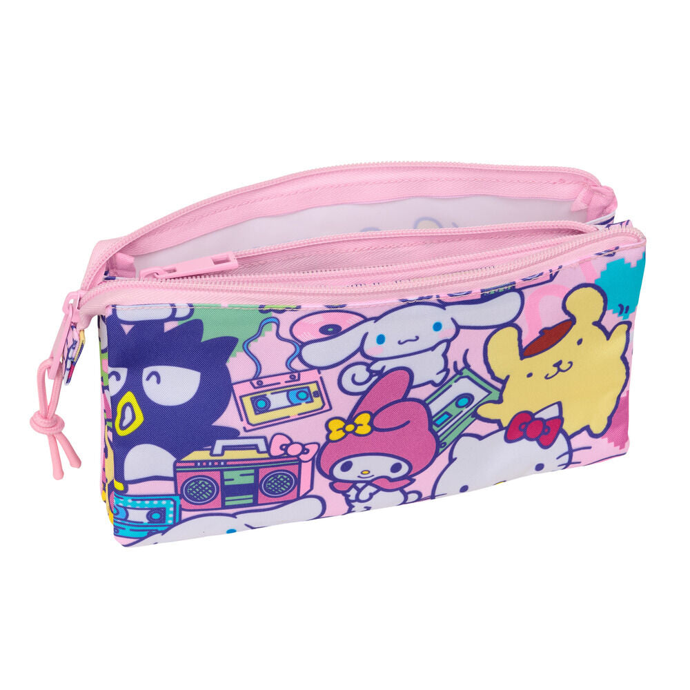 Portatodo triple rosa Hello Kitty & Friends con tres cremalleras - 3