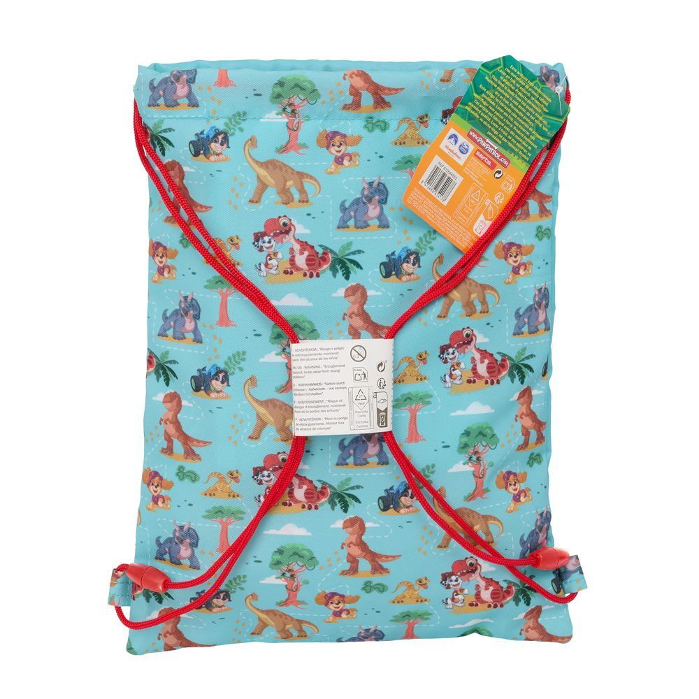 Saco azul Paw Patrol Dino Rescue con dinosaurios y cordones rojos - 5