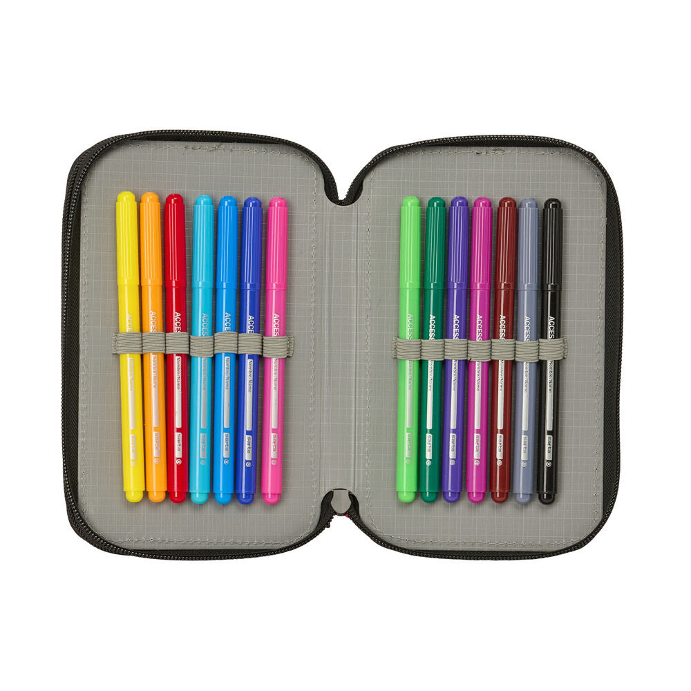 Plumier doble Real Madrid SAFTA blanco y negro con dos compartimentos - 5