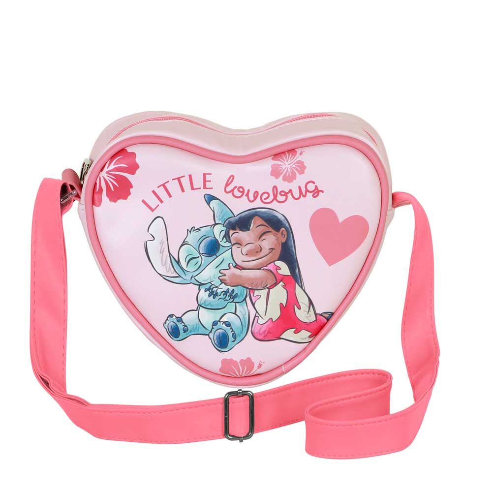 Bolso bandolera rosa en forma de corazón con Stitch y Lilo - 3