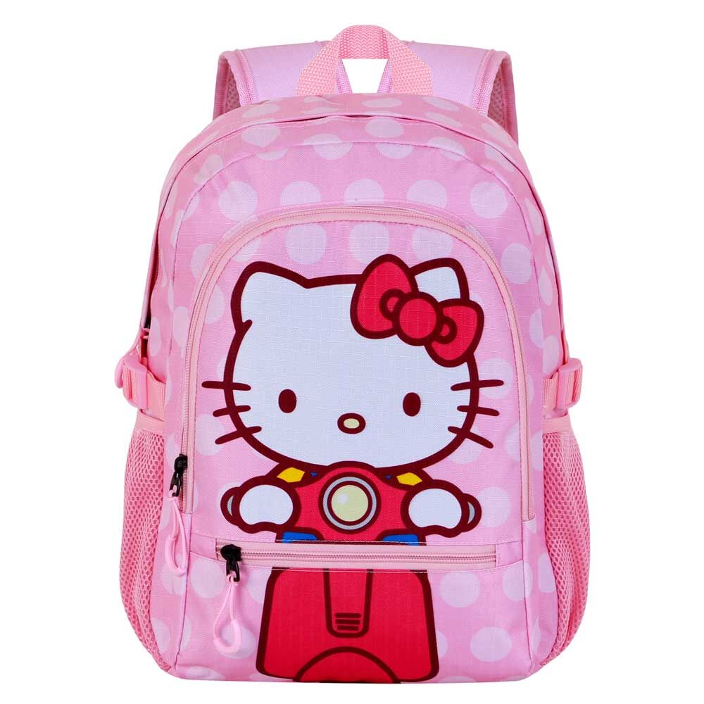 Mochila rosa de Hello Kitty con lunares, bolsillo frontal y lateral de malla - 4