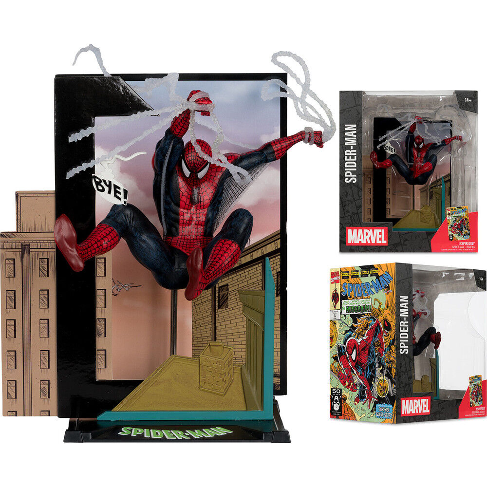 Figura de Spider-Man Marvel en escena urbana con telarañas - 4