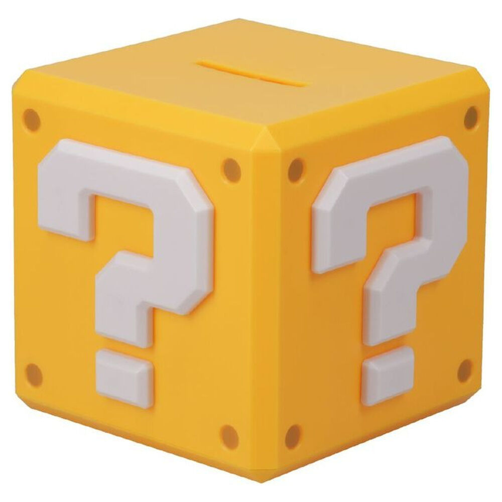 Hucha amarilla Question Block de Super Mario con signo de interrogación blanco - 3