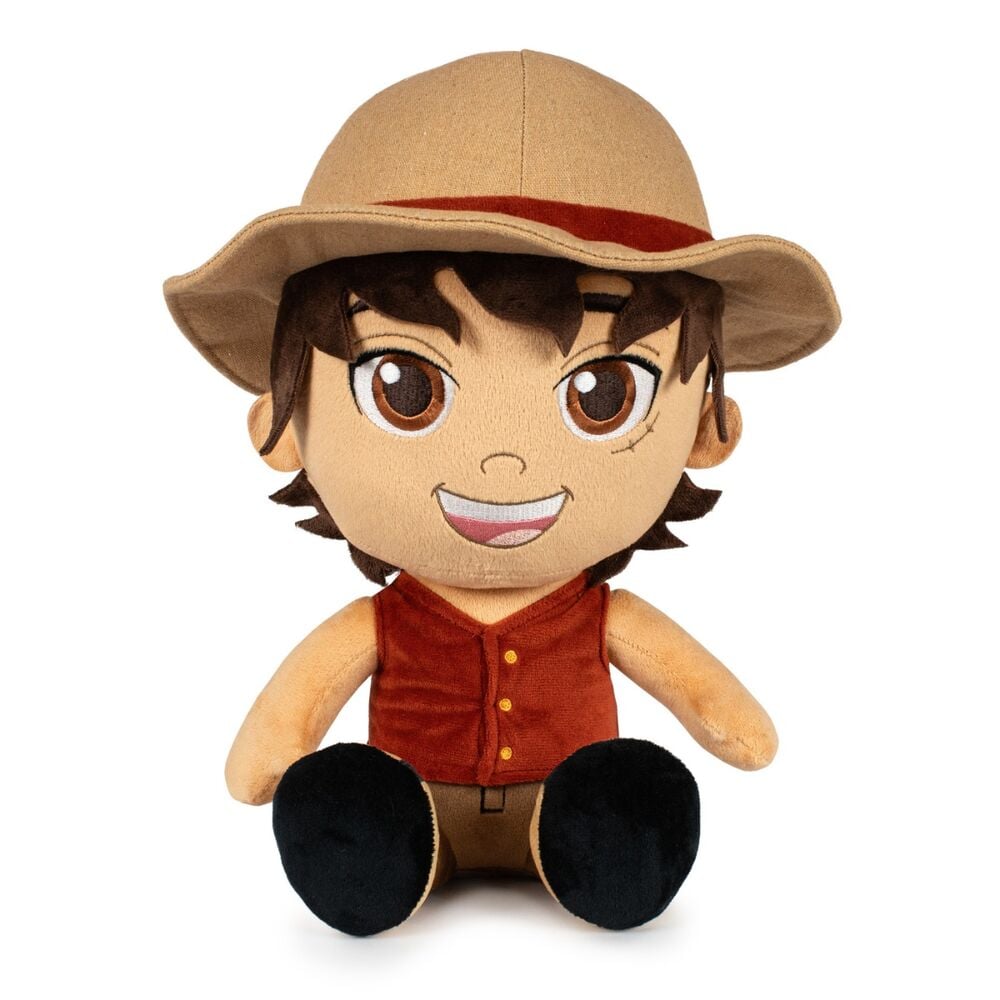 Peluche de Luffy de One Piece con sombrero de paja y chaleco rojo