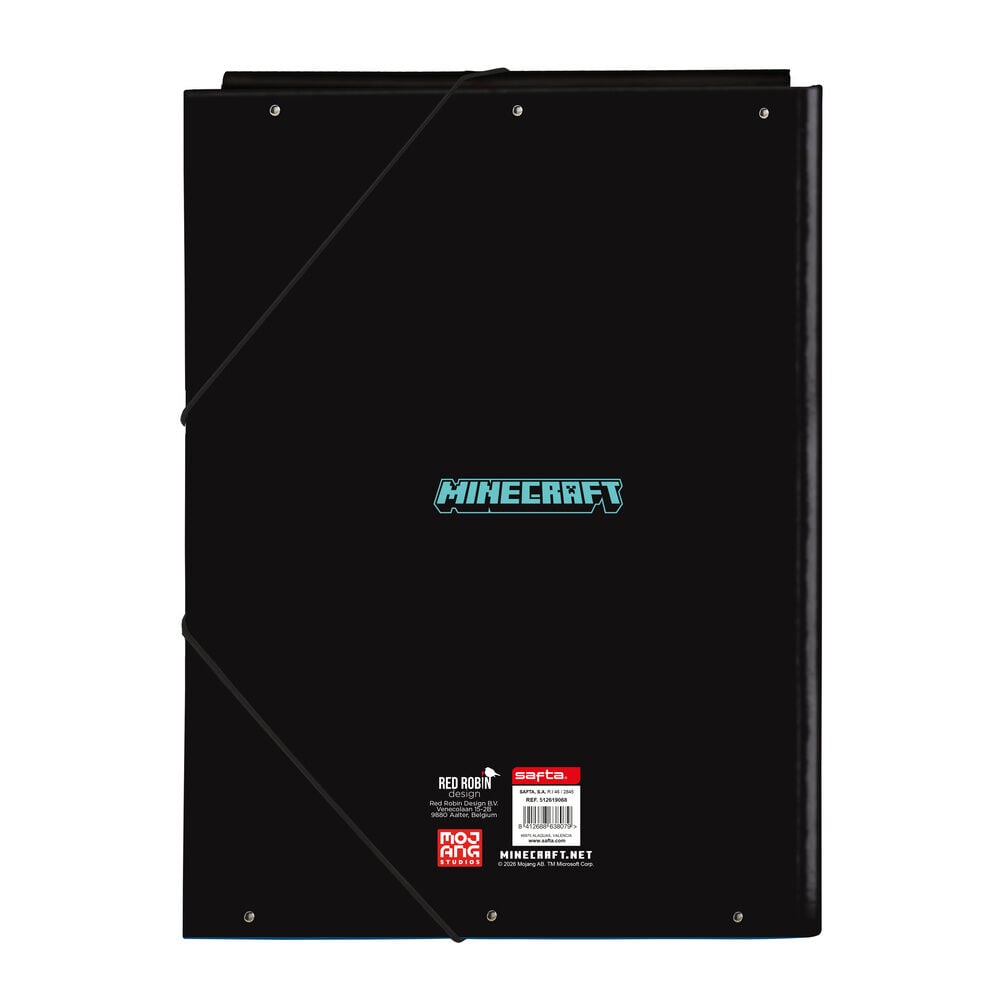Carpeta A4 Minecraft Screen negra con personaje pixelado y cierre de gomas - 2