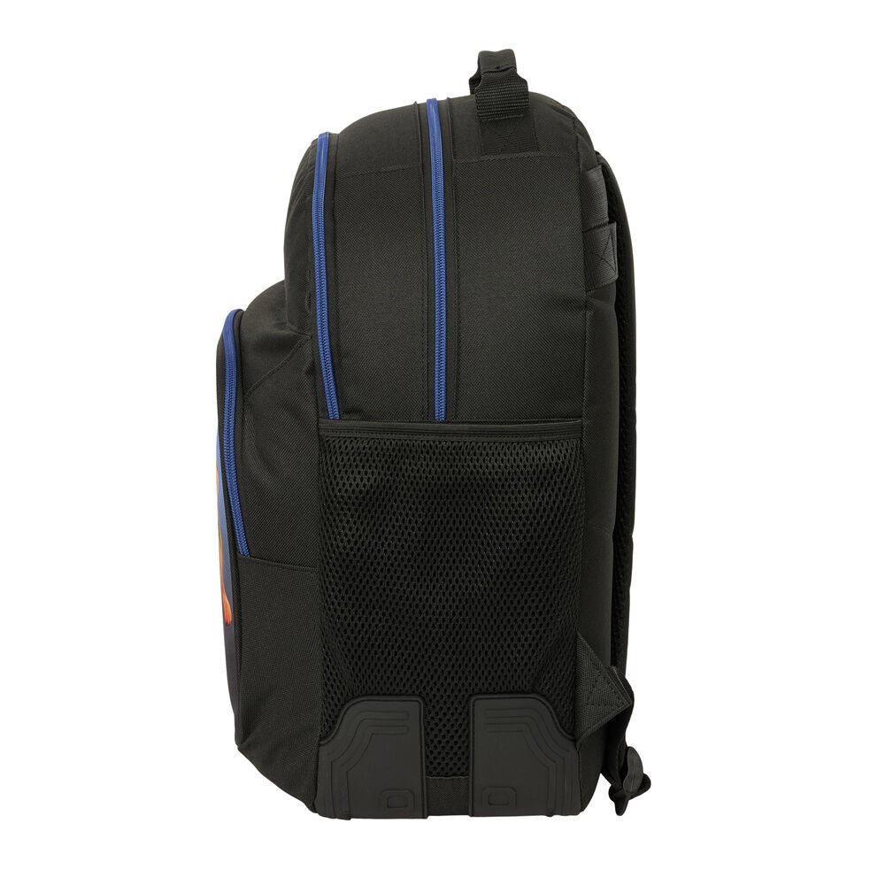 Mochila SAFTA Italian Brainrot negra y azul con personajes en el bolsillo frontal - 3