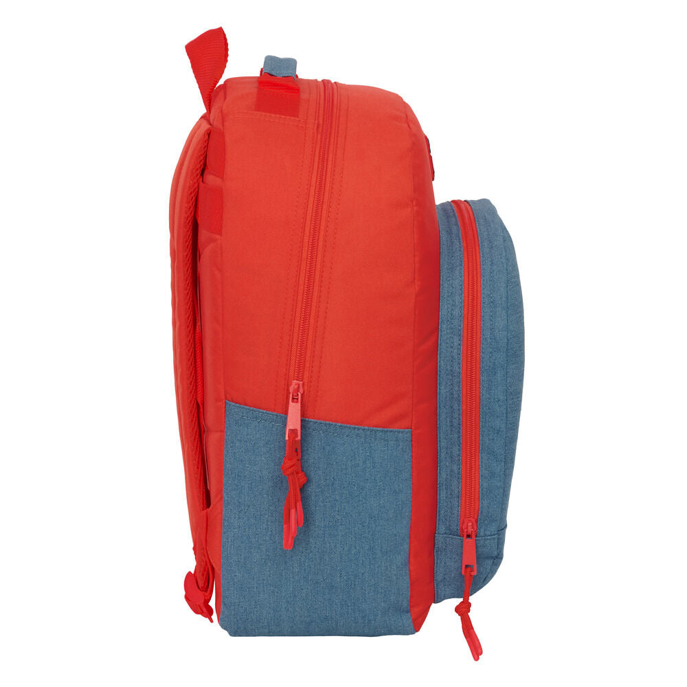 Mochila escolar roja y azul de Super Mario con bolsillo frontal - 3
