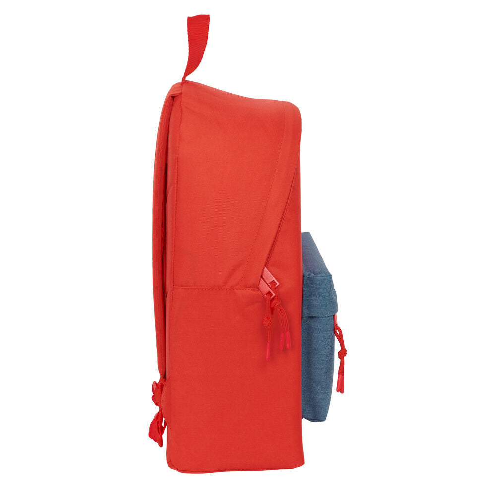 Mochila roja Super Mario SAFTA con bolsillo frontal azul - 3