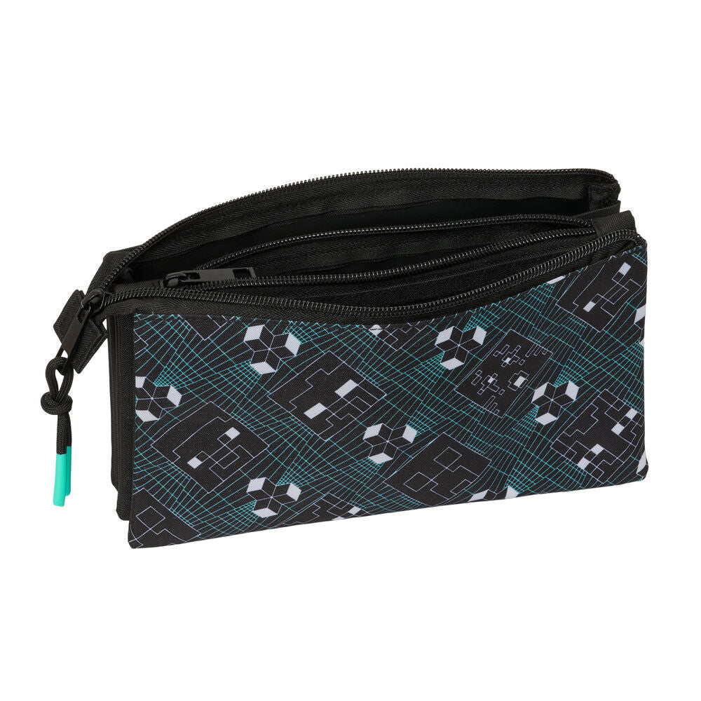 Portatodo triple negro SAFTA Minecraft con gráfico turquesa - 3