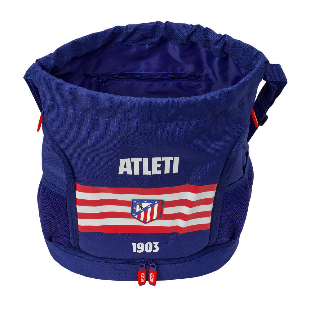 Saco mochila azul del Atlético de Madrid con franjas rojiblancas - 4