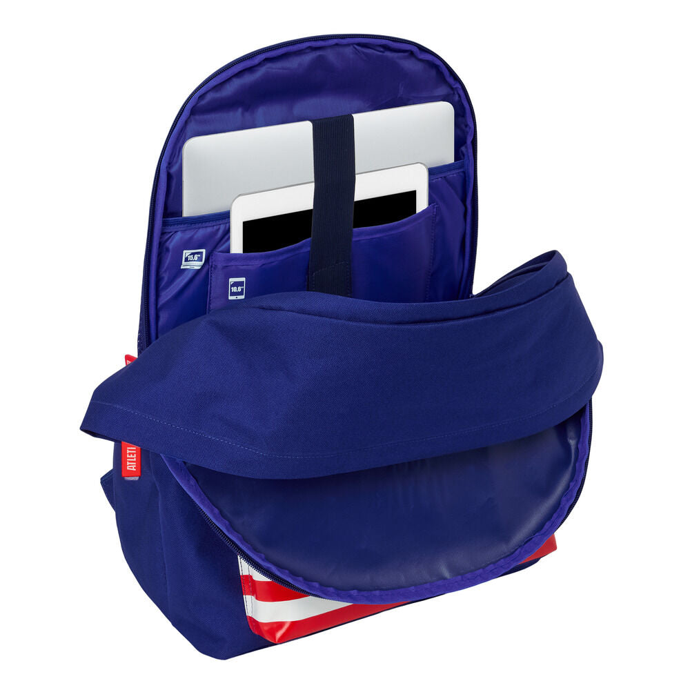 Mochila azul marino del Atlético de Madrid SAFTA con franjas rojas y blancas - 6