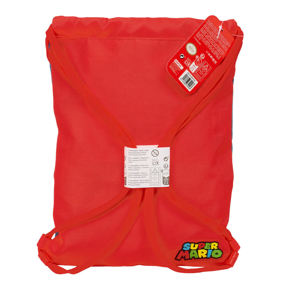 Saco escolar azul de Super Mario con cordones rojos - 5