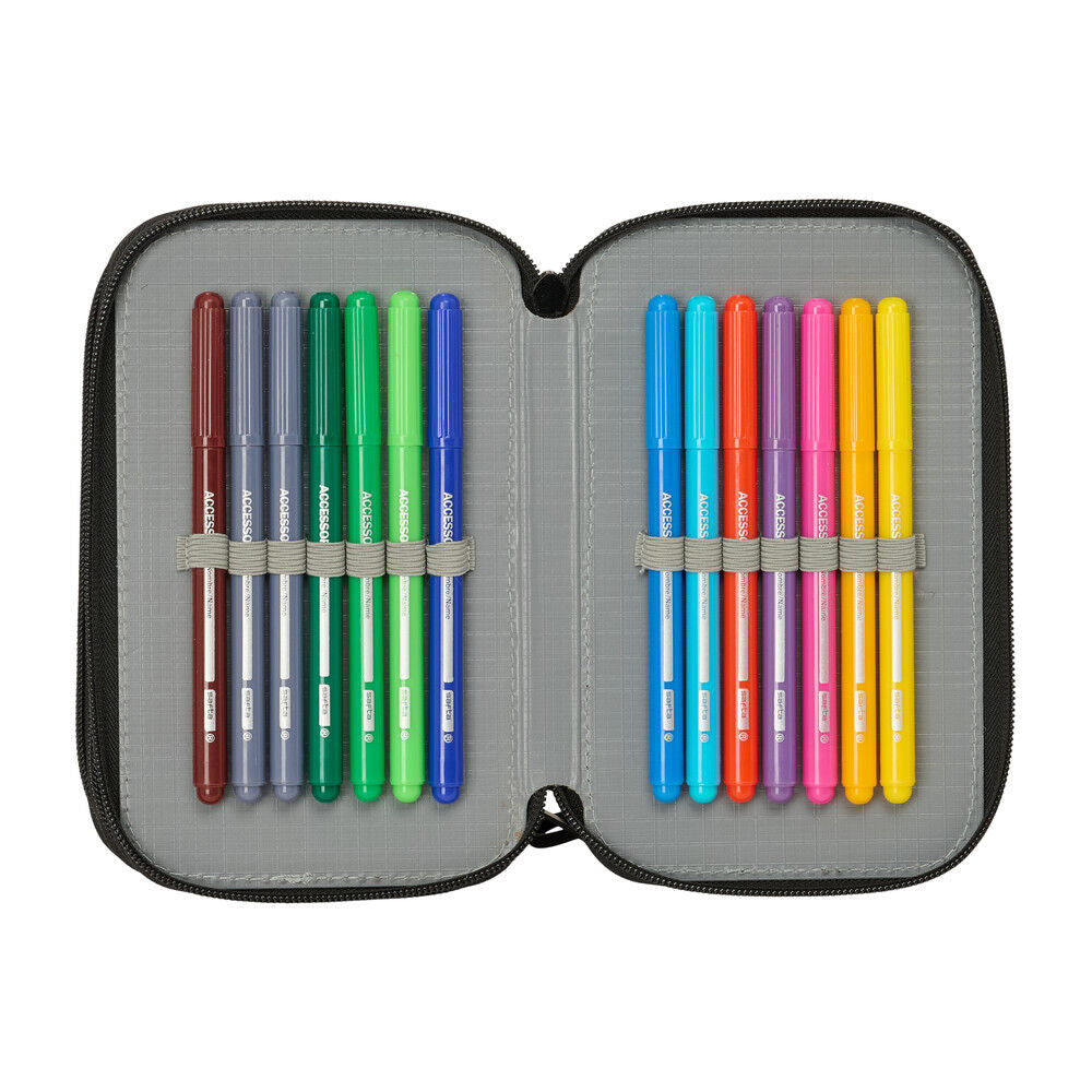 Plumier triple Minecraft negro con 37 piezas y tres compartimentos - 6