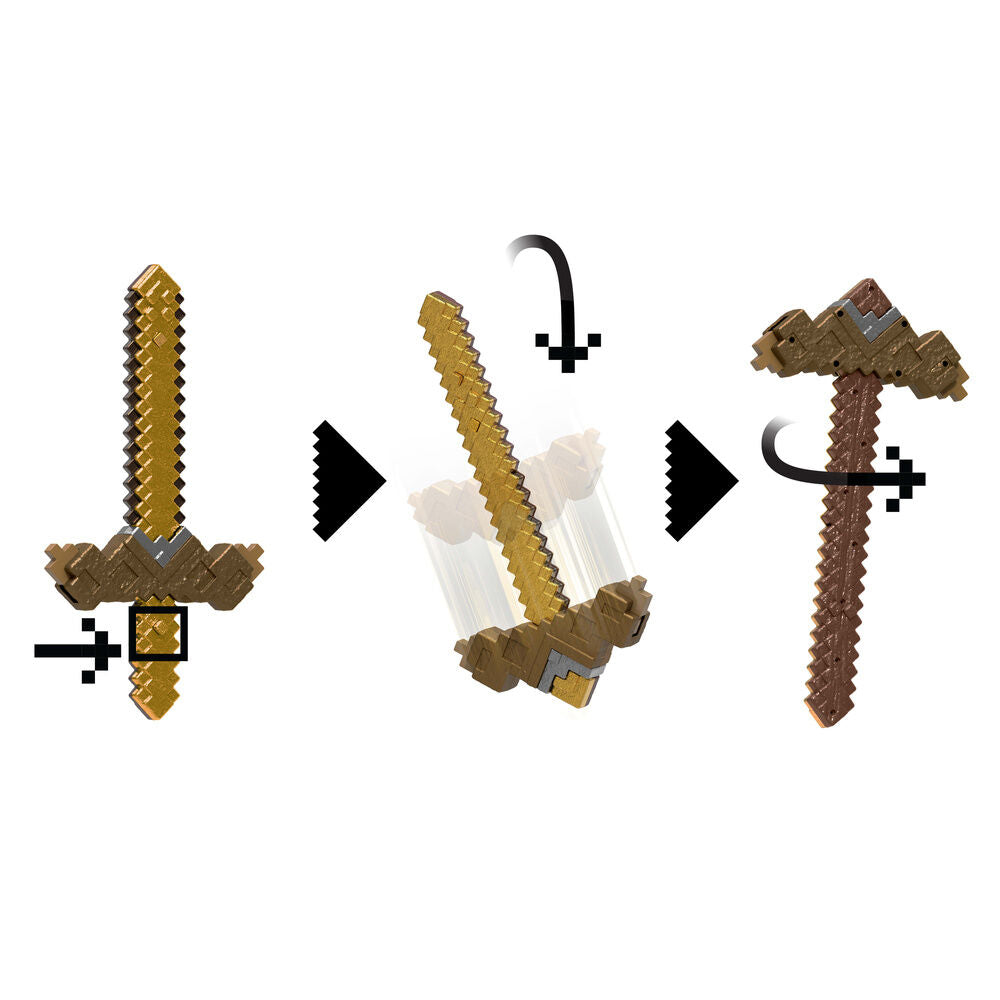 Espada y pico transformable Minecraft 2 en 1 de Mattel - 6