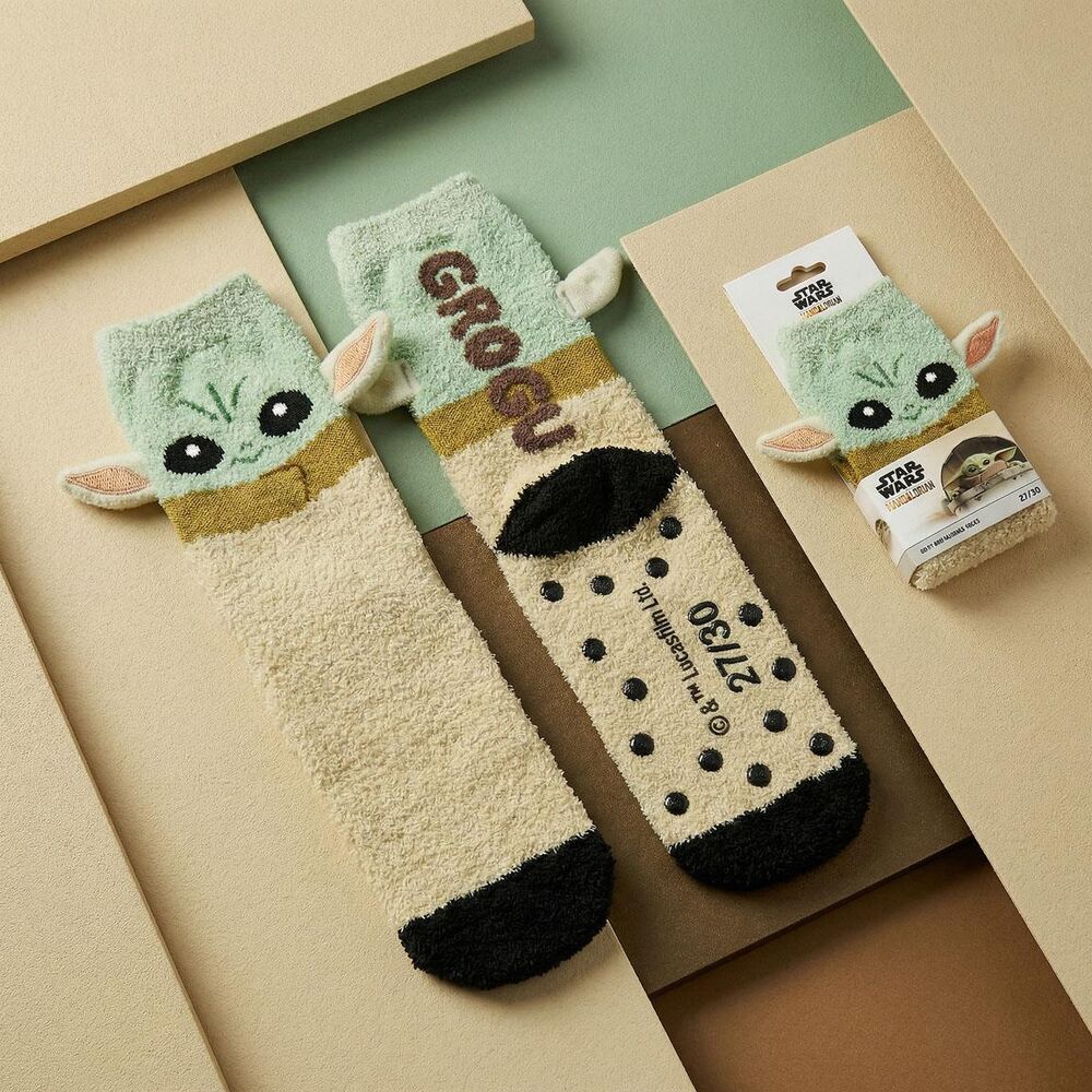 Calcetines antideslizantes de Grogu Star Wars en verde y beige - 6