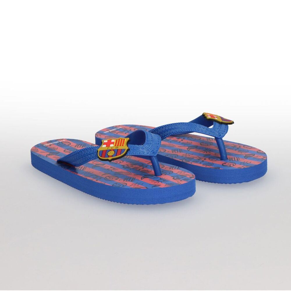 Chanclas infantiles F.C. Barcelona azules y rosas con escudo - 5