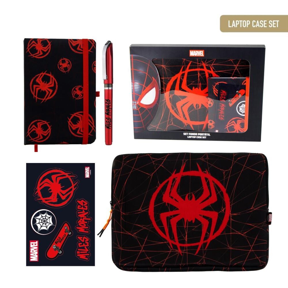 Set regalo Spider-Man Marvel con funda para portátil, libreta y bolígrafo