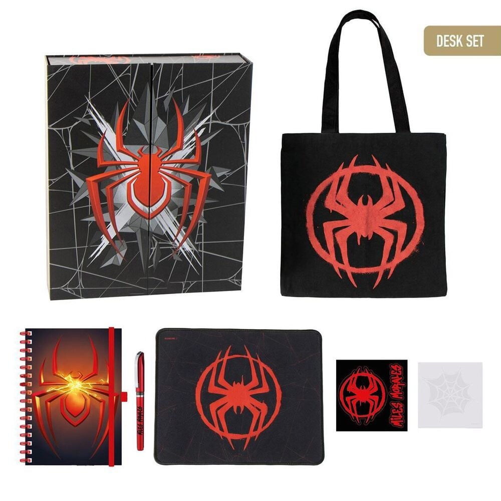 Set de escritorio Spider-Man Marvel con bolsa, cuaderno, bolígrafo y alfombrilla